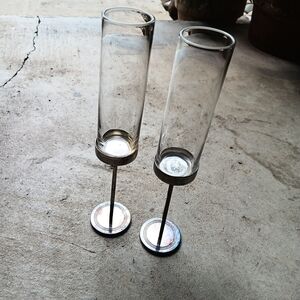 Vera Wang Chalis 2 Toasting Flutes Fine .999 Pure Silverplate Ware